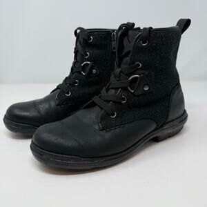 Ugg Hapsbergs Hiker Boots Women's 8 Black Wool Leather Winter Fall Boots